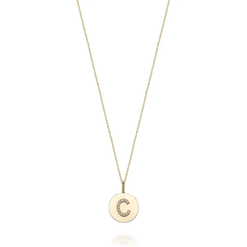 KARI INITIAL DIAMOND MEDALLION NECKLACE made by SARAH CHLOE
