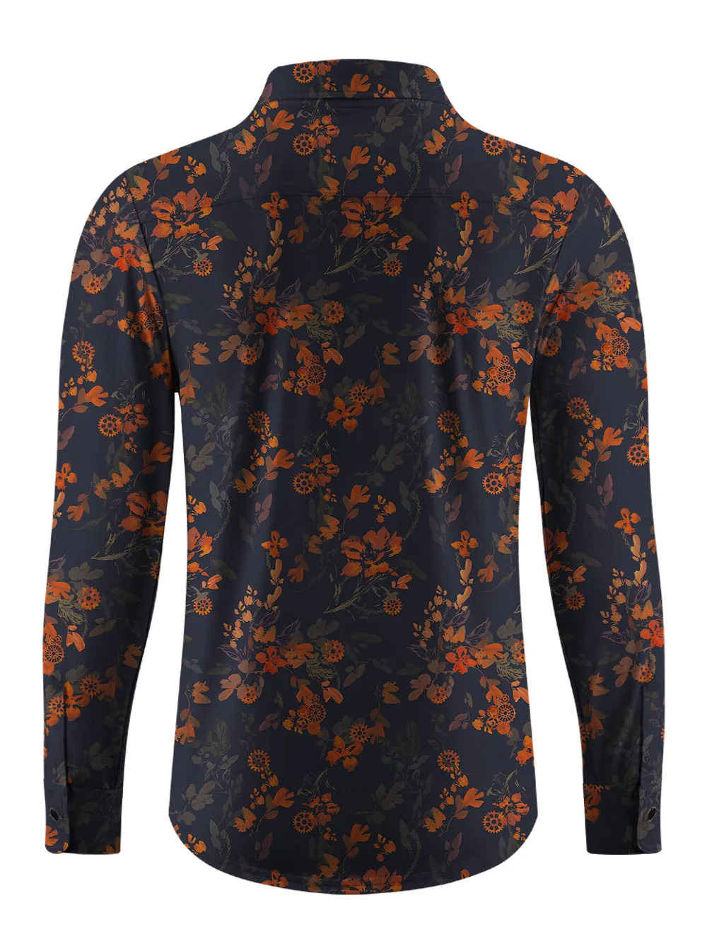 Orionride Bright Ink Flowers Men's Stretchy Breathable Long Sleeve Gravel Shirt sold by Orionride product image thumbnail 4