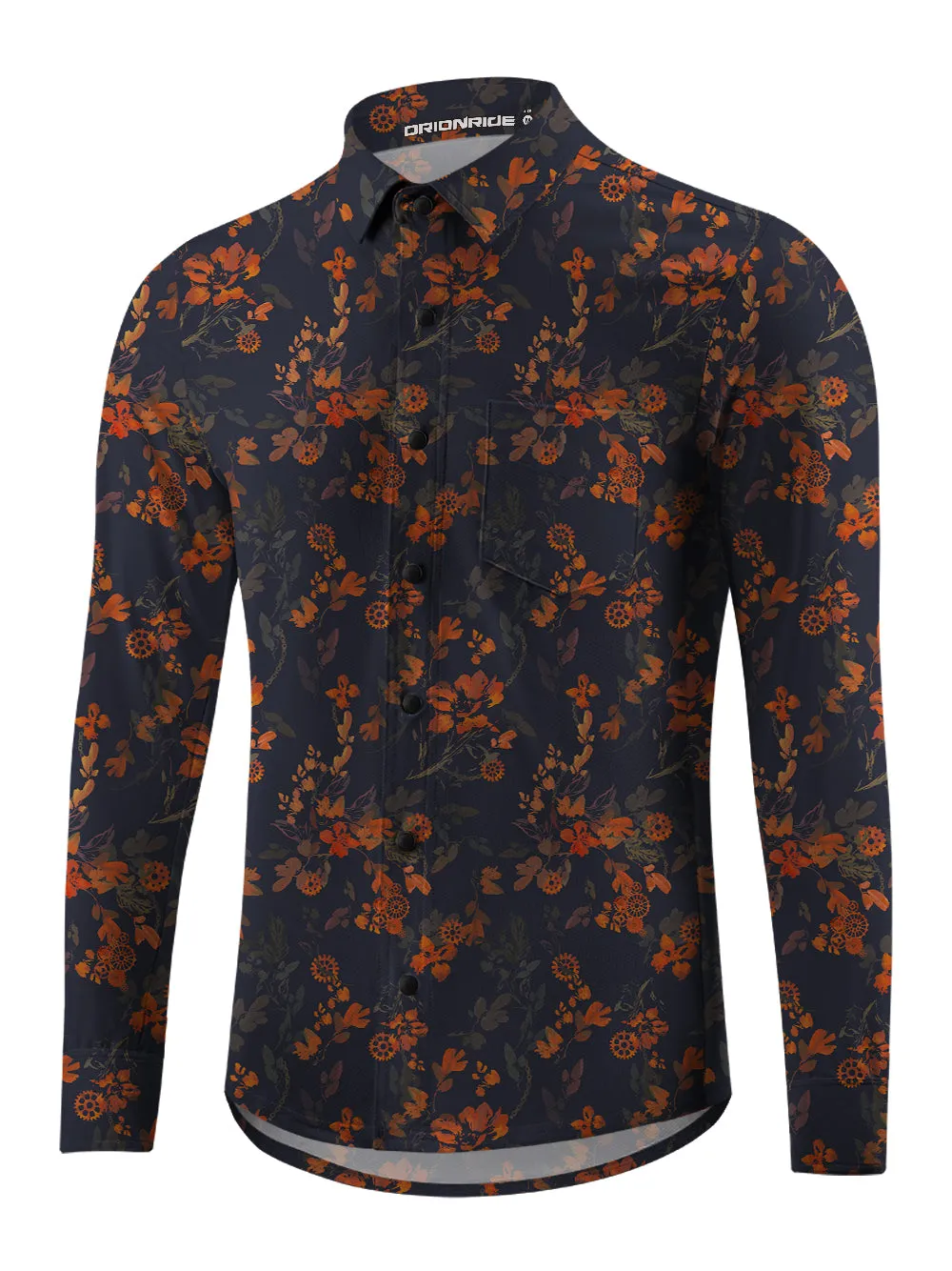 Orionride Bright Ink Flowers Men's Stretchy Breathable Long Sleeve Gravel Shirt sold by Orionride product image thumbnail 3