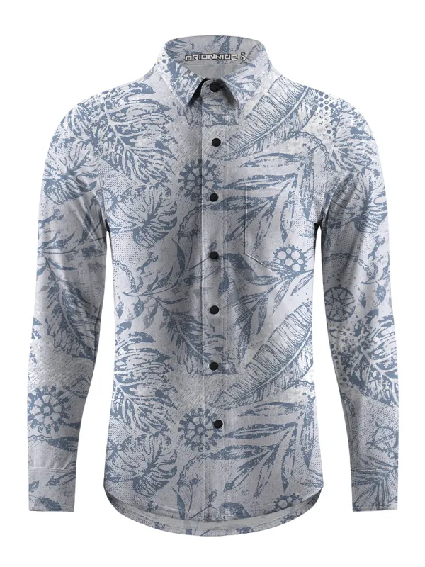 Orionride Leaf Texture Men's Stretchy Breathable Long Sleeve Gravel Shirt sold by Orionride