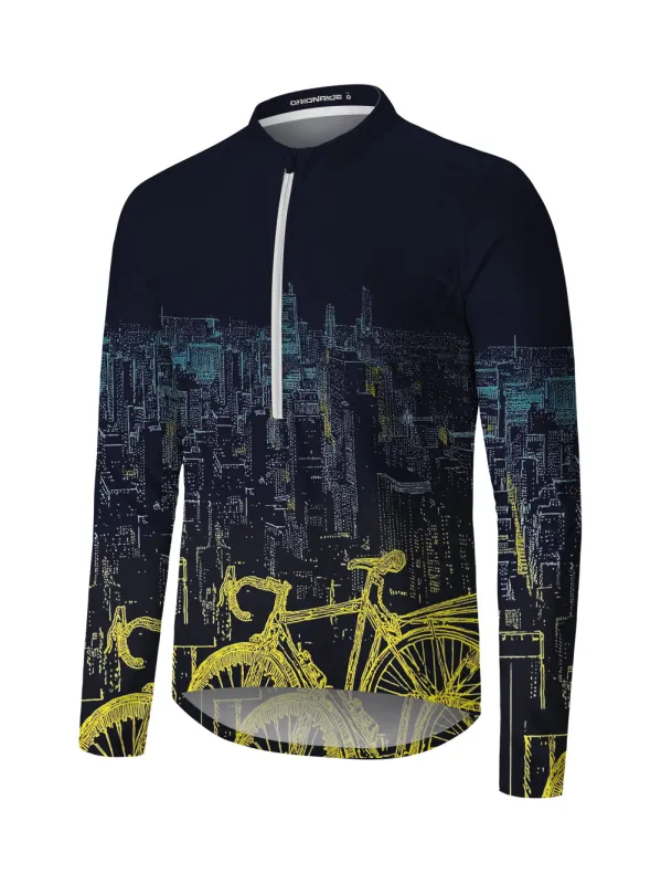 Orionride City Night View Long Sleeve Half Zipper Mountain Bike Jersey sold by Orionride