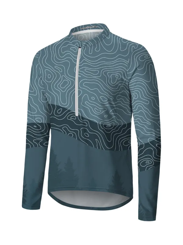 Orionride Challenging Contour Lines Long Sleeve Half Zipper Mountain Bike Jersey sold by Orionride