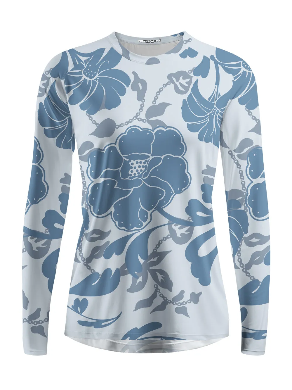 Orionride Blue Floral Women's Quick Dry Downhill Jersey sold by Orionride product image thumbnail 3