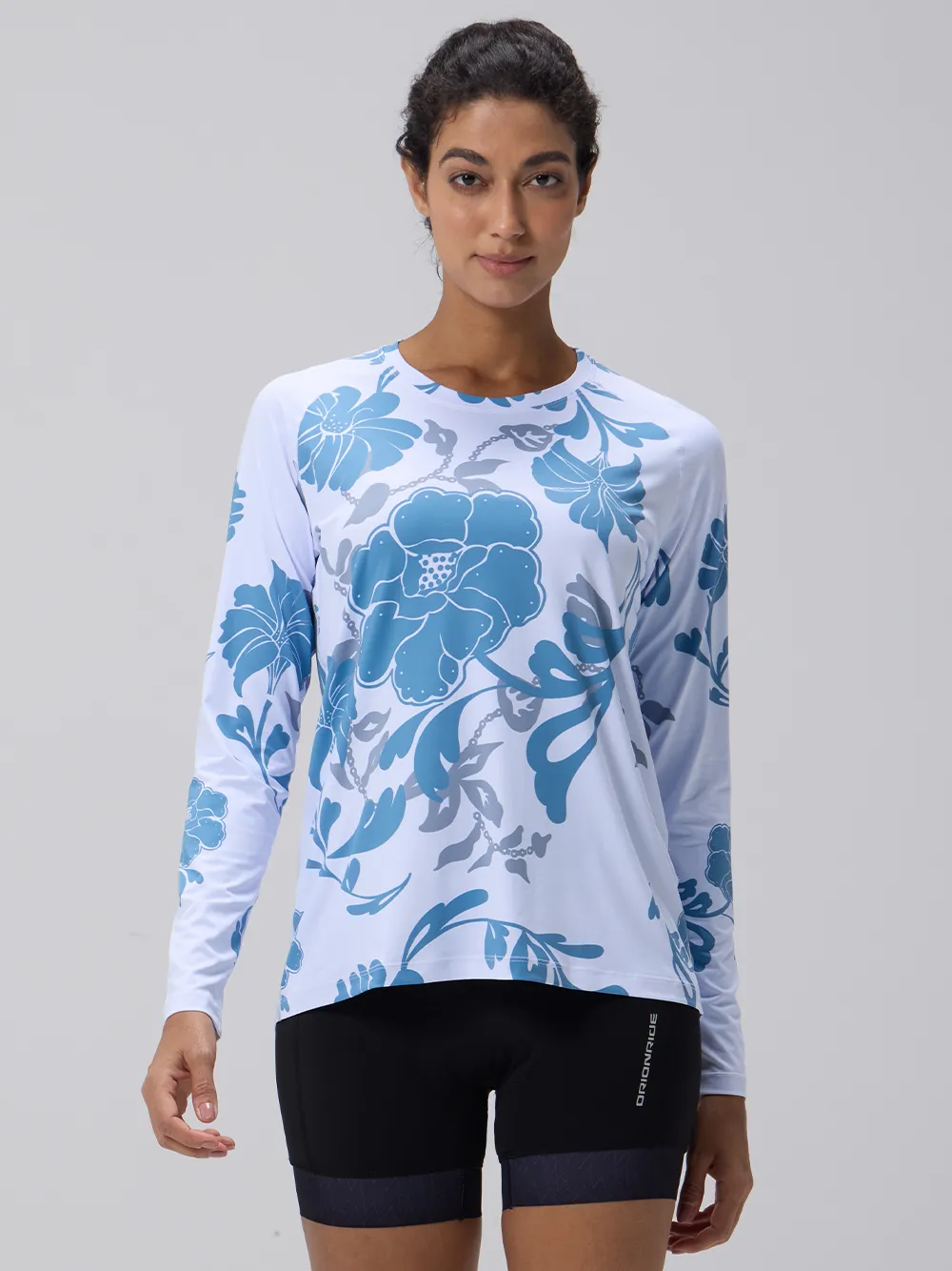 Orionride Blue Floral Women's Quick Dry Downhill Jersey sold by Orionride product image thumbnail 2