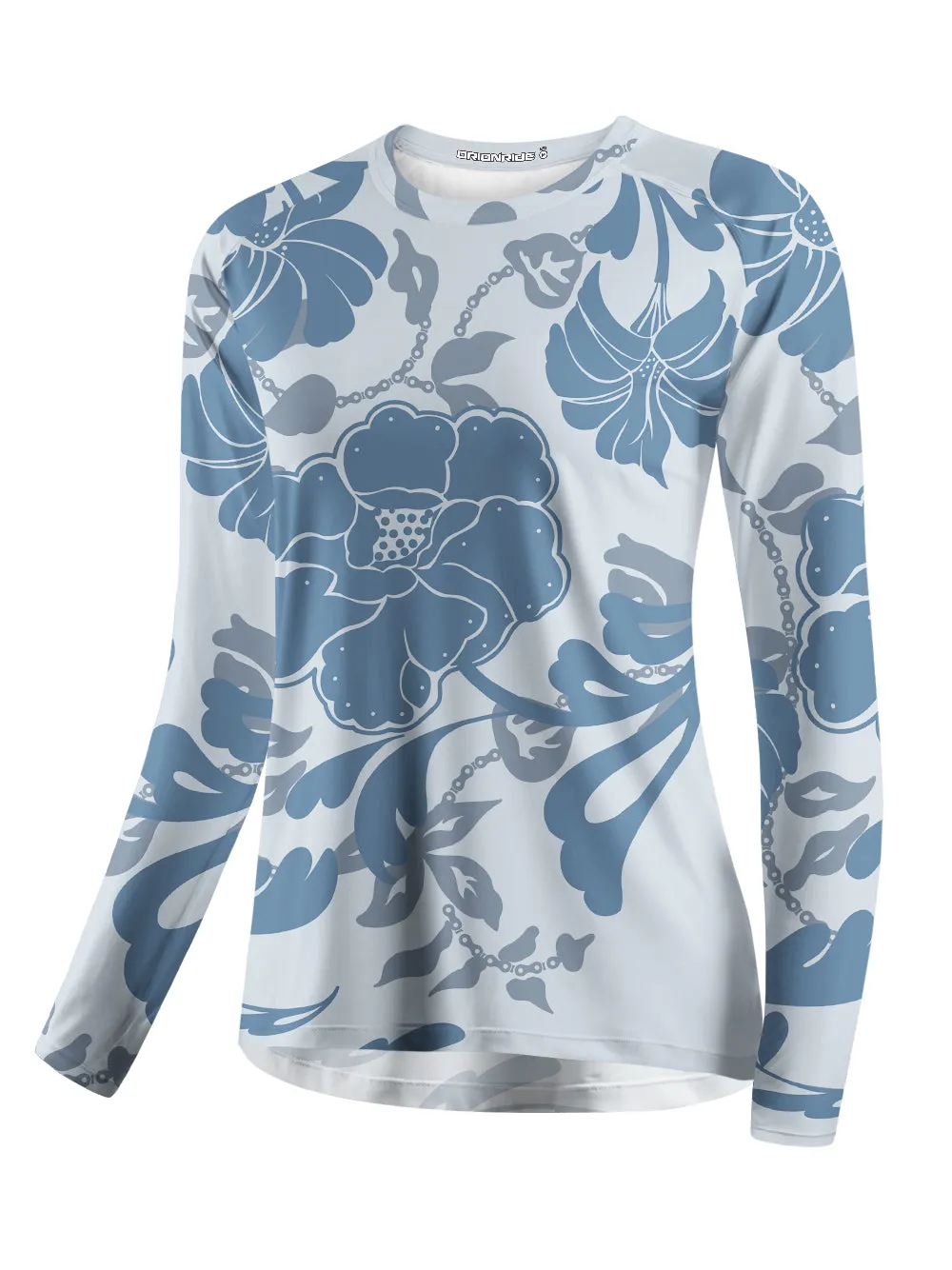 Orionride Blue Floral Women's Quick Dry Downhill Jersey sold by Orionride