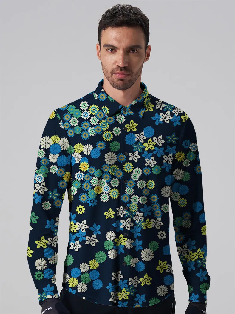 Orionride Charming Daisy Men's Stretchy Breathable Long Sleeve Gravel Shirt sold by Orionride product image thumbnail 2