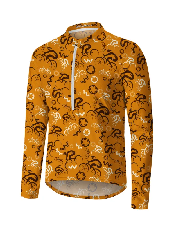 Orionride Abstract Cyclist Long Sleeve Half Zipper Mountain Bike Jersey sold by Orionride
