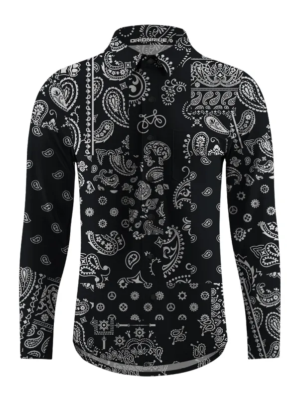 Orionride Gear Cashew Flower Men's Stretchy Breathable Long Sleeve Gravel Shirt sold by Orionride