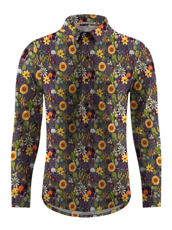 Orionride Wheel Flower Men's Stretchy Breathable Long Sleeve Gravel Shirt sold by Orionride