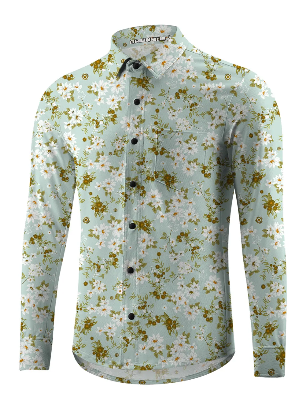Orionride Blooming Flowers Men's Stretchy Breathable Long Sleeve Gravel Shirt sold by Orionride product image thumbnail 2
