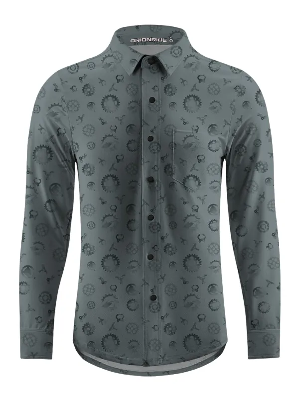 Orionride Ink Painting Parts Men's Stretchy Breathable Long Sleeve Gravel Shirt sold by Orionride