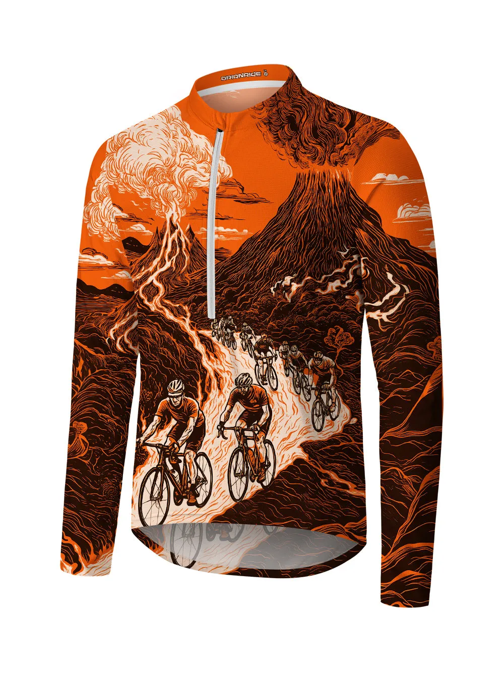 Orionride Volcanic Eruption Long Sleeve Half Zipper Mountain Bike Jersey sold by Orionride