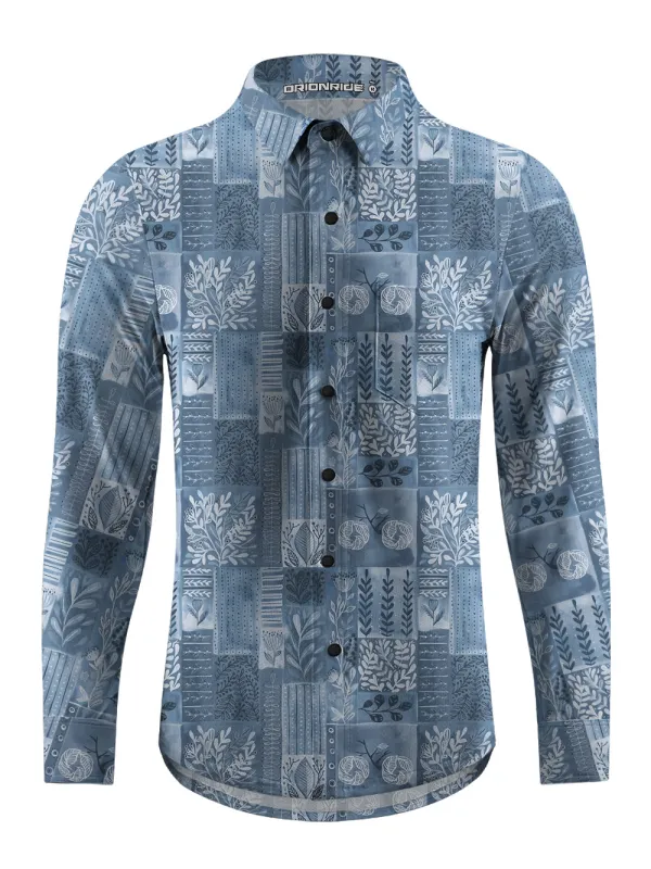 Orionride Bicycle Jigsaw Puzzle Men's Stretchy Breathable Long Sleeve Gravel Shirt sold by Orionride