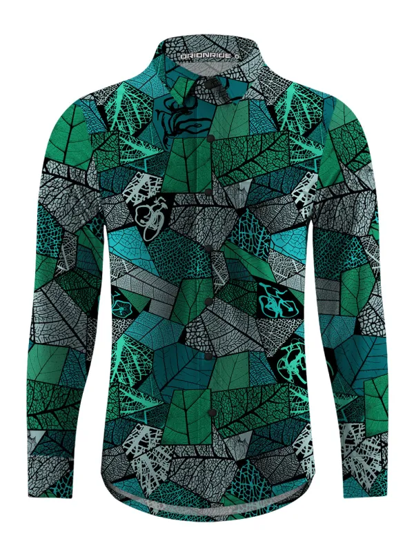 Orionride Leaf Stitching Bicycle Men's Stretchy Breathable Long Sleeve Gravel Shirt sold by Orionride