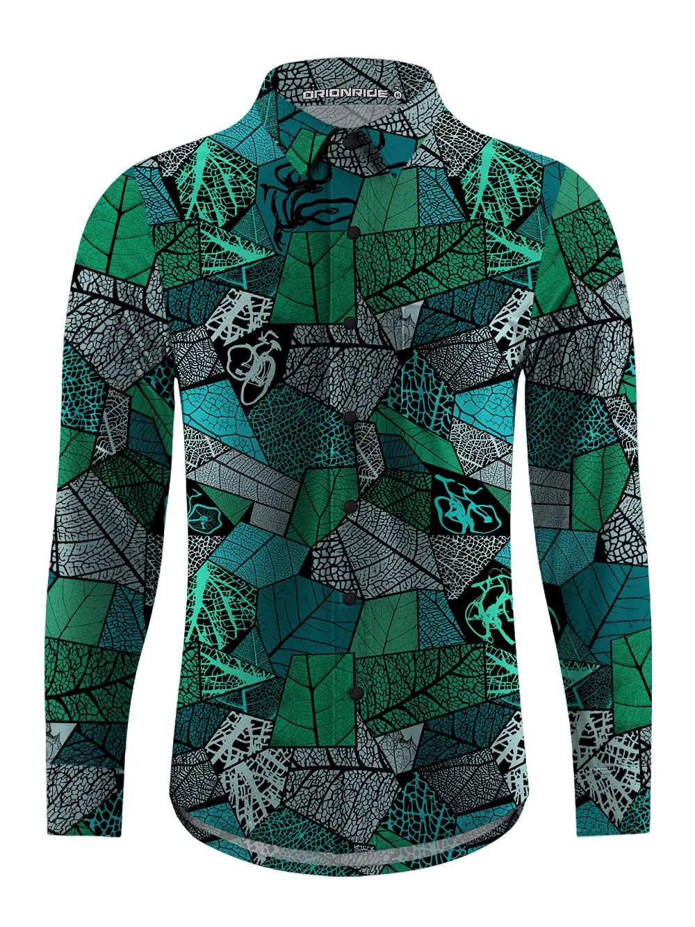 Orionride Leaf Stitching Bicycle Men's Stretchy Breathable Long Sleeve Gravel Shirt sold by Orionride