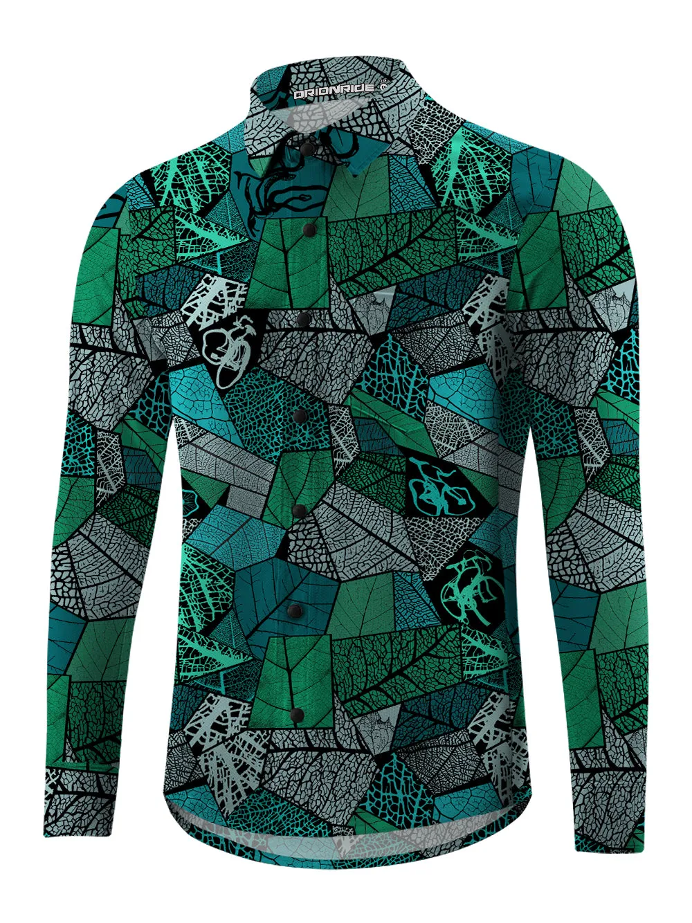 Orionride Leaf Stitching Bicycle Men's Stretchy Breathable Long Sleeve Gravel Shirt sold by Orionride product image thumbnail 2