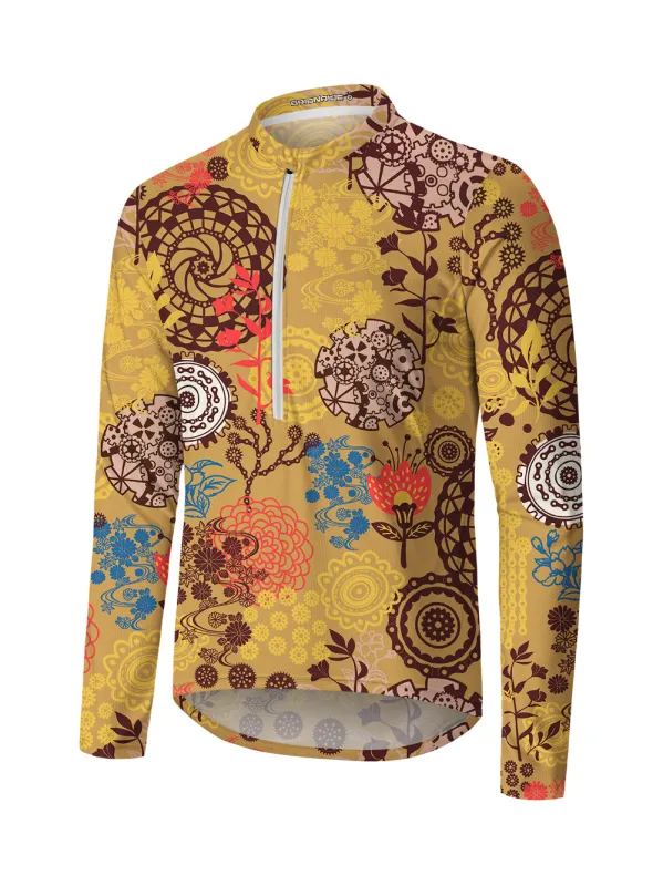 Orionride Magical Flowers Long Sleeve Half Zipper Mountain Bike Jersey sold by Orionride