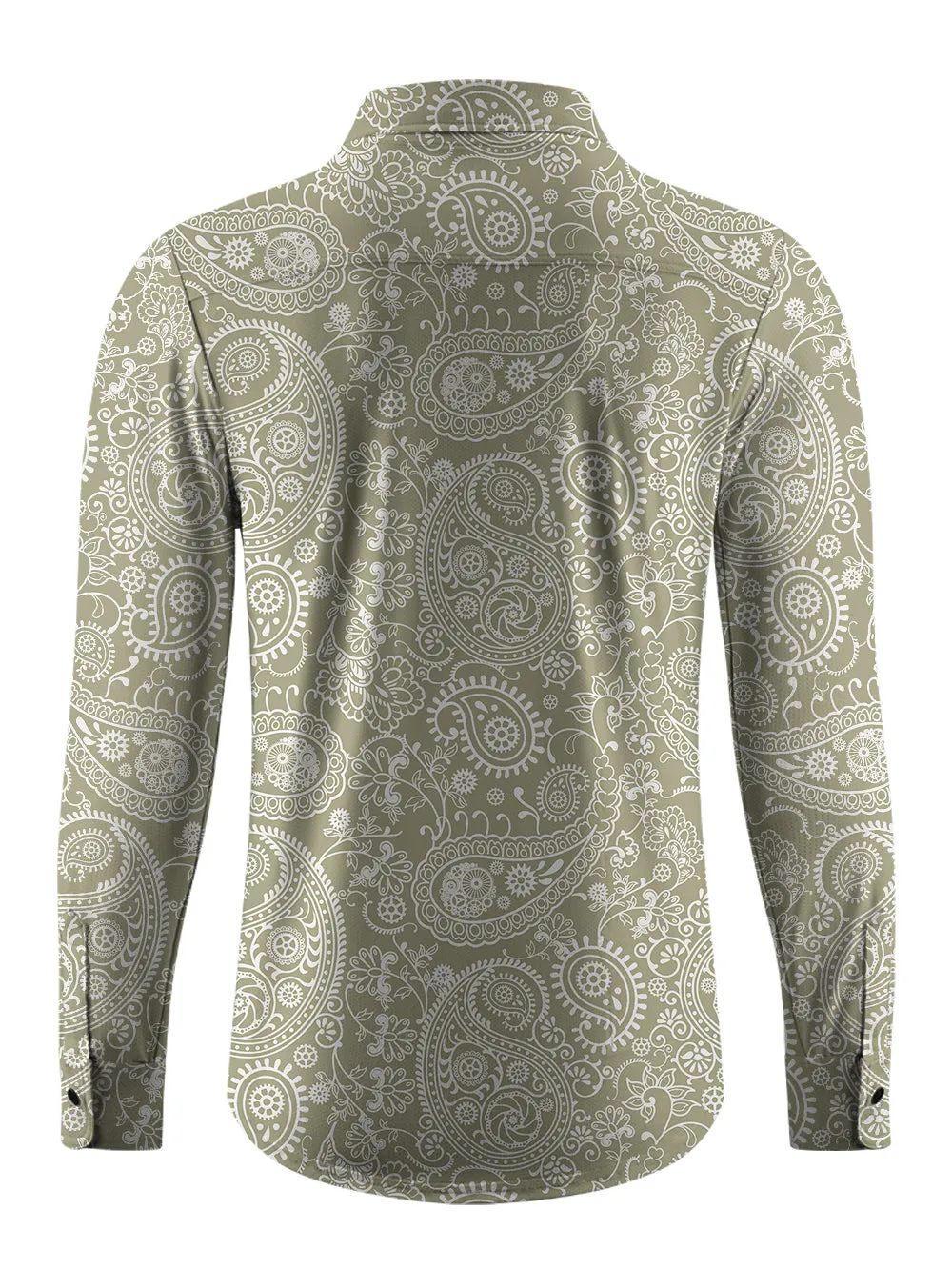 Orionride Wonderful Cashew Flower Men's Stretchy Breathable Long Sleeve Gravel Shirt sold by Orionride product image thumbnail 3