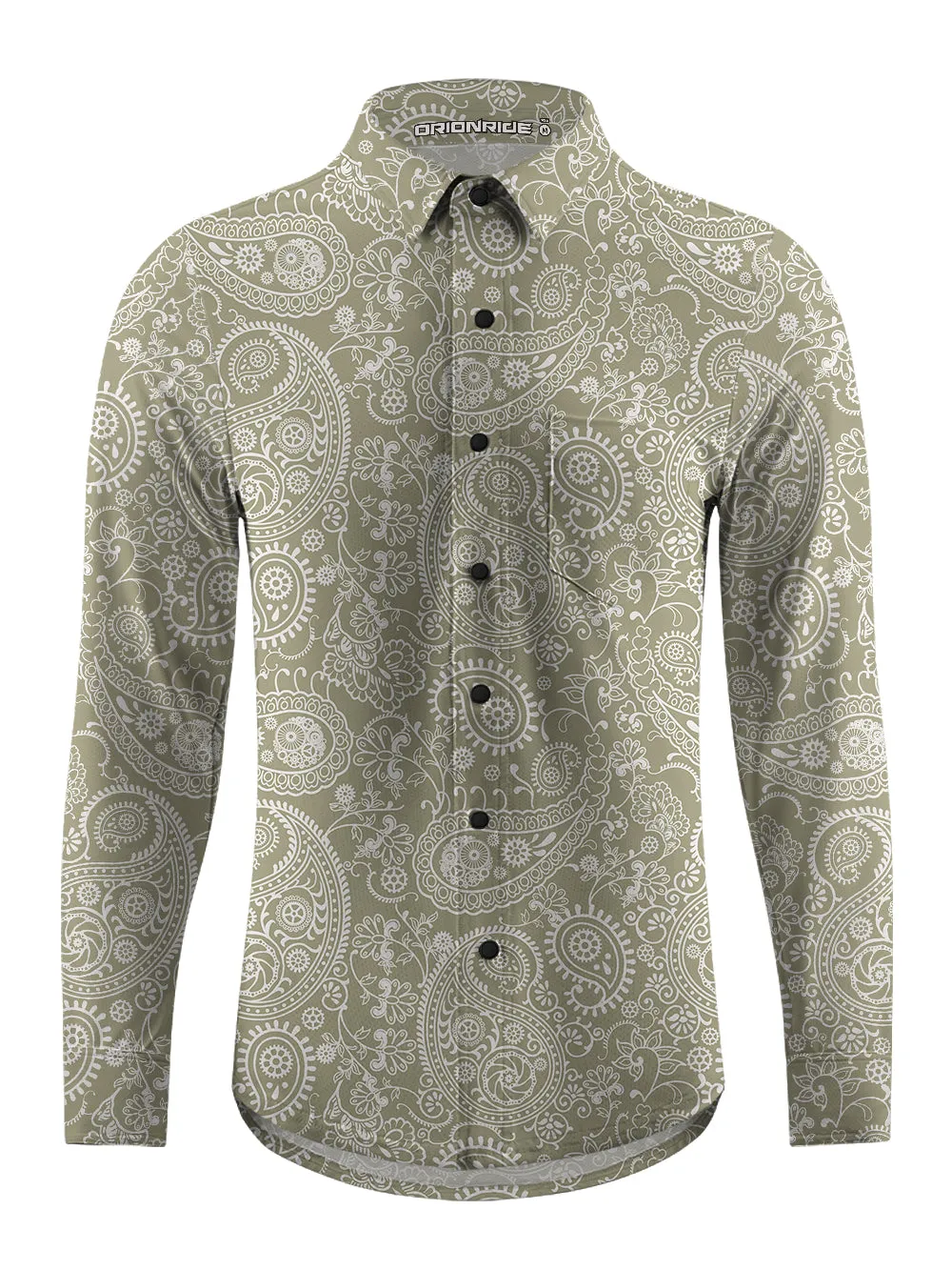 Orionride Wonderful Cashew Flower Men's Stretchy Breathable Long Sleeve Gravel Shirt sold by Orionride