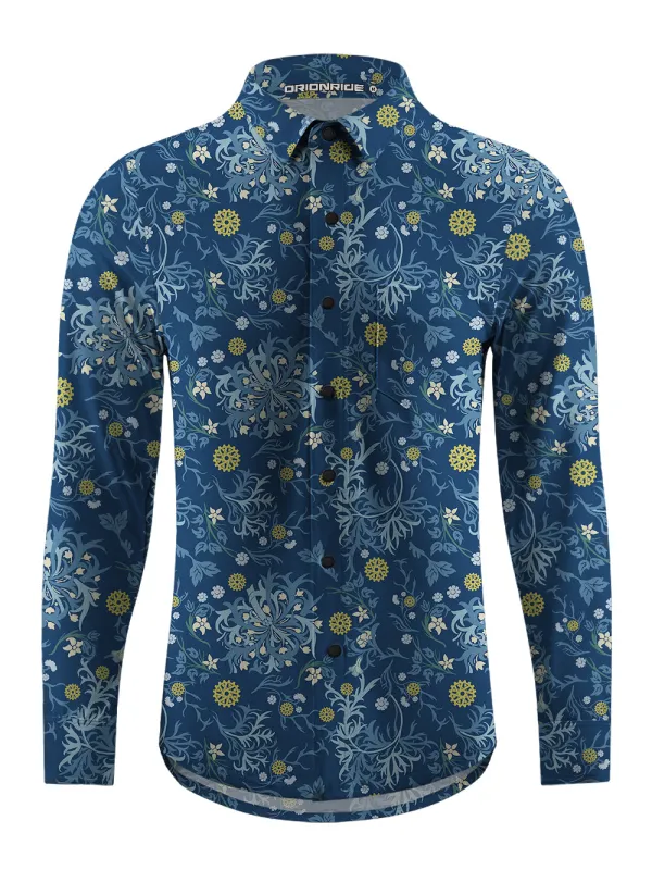 Orionride Leafy Gears Men's Stretchy Breathable Long Sleeve Gravel Shirt sold by Orionride