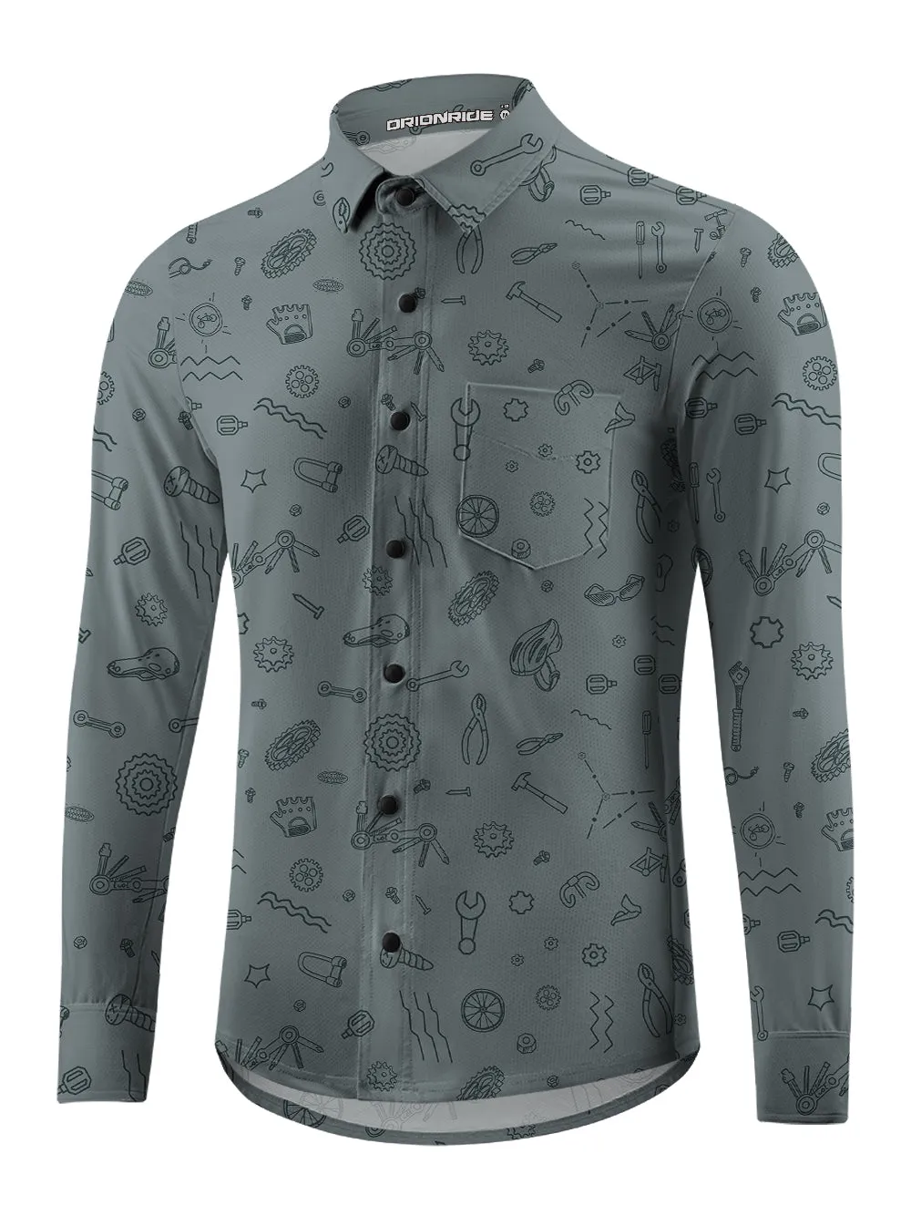 Orionride Scattered Parts Men's Stretchy Breathable Long Sleeve Gravel Shirt sold by Orionride product image thumbnail 4