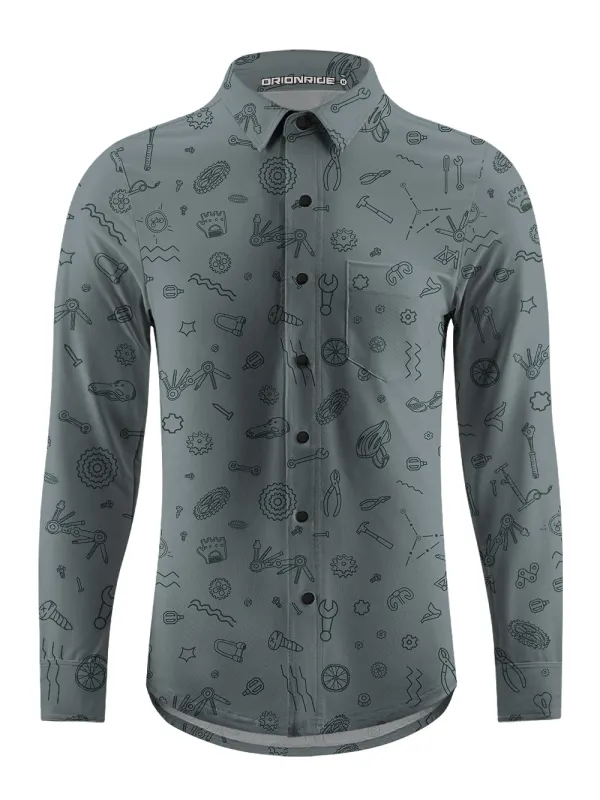 Orionride Scattered Parts Men's Stretchy Breathable Long Sleeve Gravel Shirt sold by Orionride