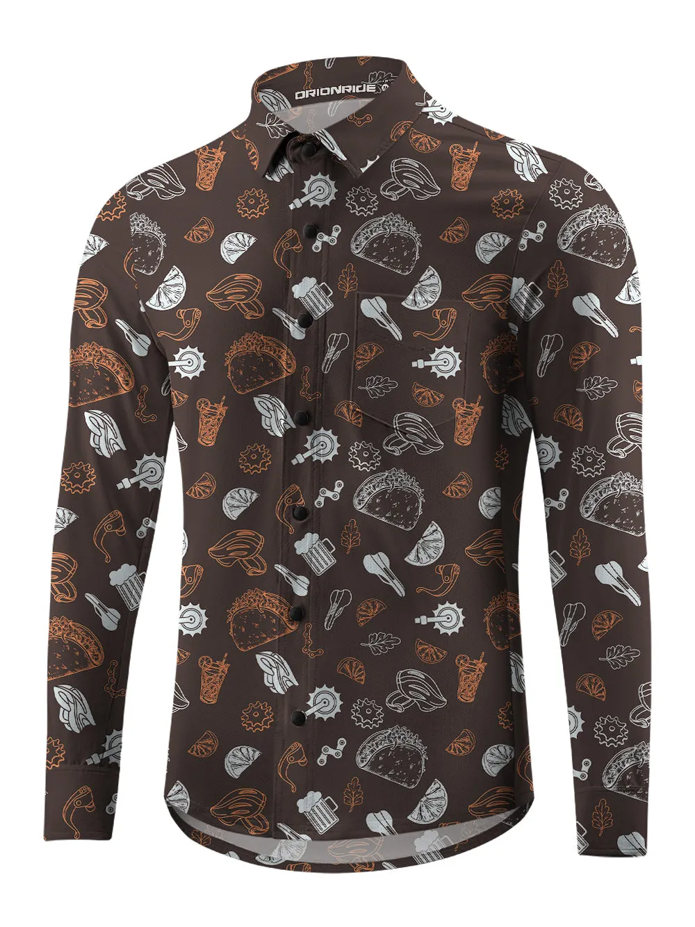 Orionride Food Party Men's Stretchy Breathable Long Sleeve Gravel Shirt sold by Orionride product image thumbnail 2