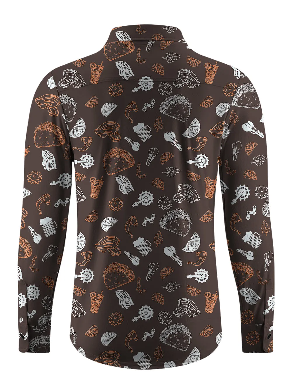 Orionride Food Party Men's Stretchy Breathable Long Sleeve Gravel Shirt sold by Orionride product image thumbnail 3