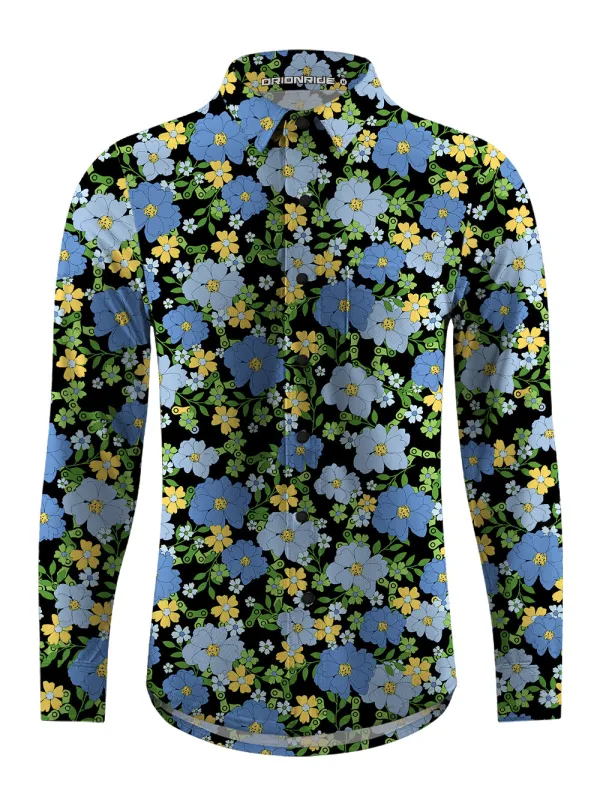 Orionride Tropical Floral Chain Men's Stretchy Breathable Long Sleeve Gravel Shirt sold by Orionride