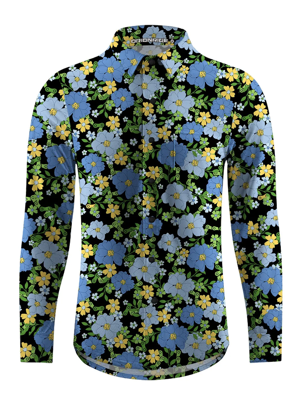 Orionride Tropical Floral Chain Men's Stretchy Breathable Long Sleeve Gravel Shirt sold by Orionride