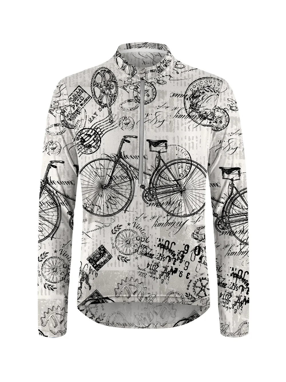 Orionride Nostalgic Bicycle Long Sleeve Half Zipper Mountain Bike Jersey sold by Orionride product image thumbnail 2