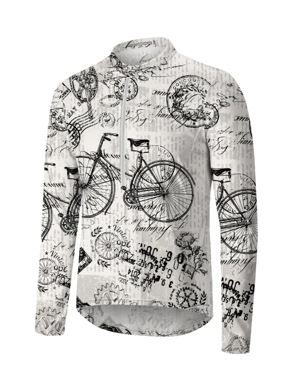 Orionride Nostalgic Bicycle Long Sleeve Half Zipper Mountain Bike Jersey sold by Orionride