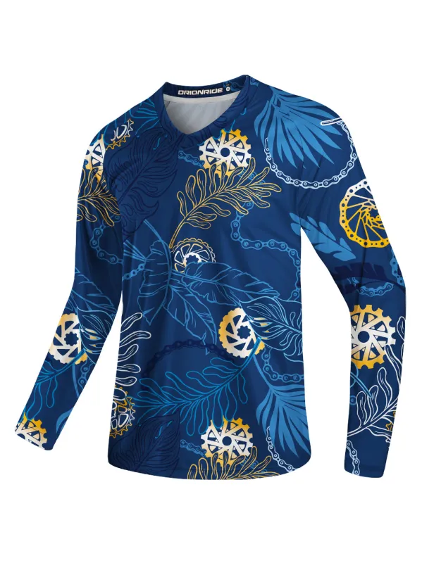 Orionride Watercolor Leaves Long Sleeve Downhill Jersey sold by Orionride