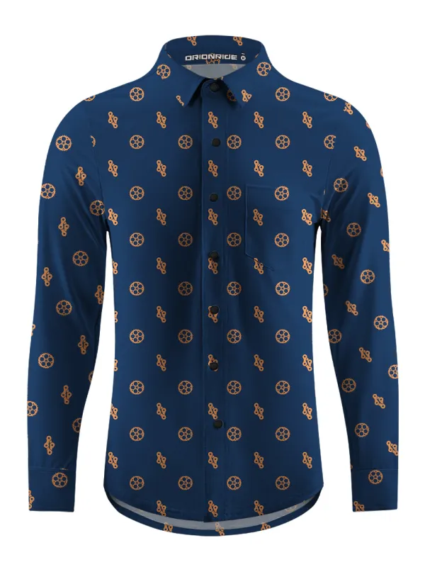 Orionride Gears And Chains Men's Stretchy Breathable Long Sleeve Gravel Shirt sold by Orionride