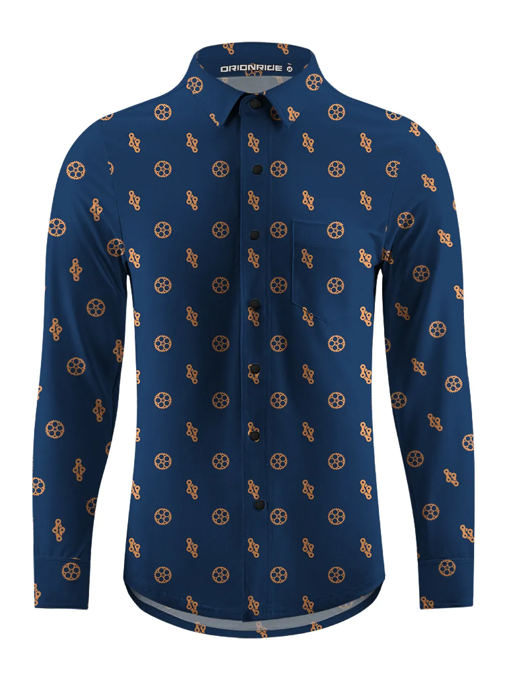 Orionride Gears And Chains Men's Stretchy Breathable Long Sleeve Gravel Shirt sold by Orionride