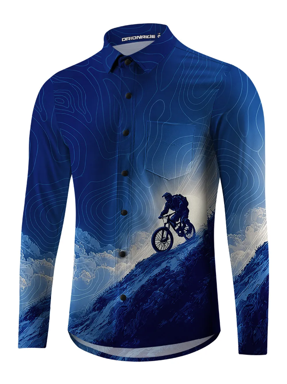 Orionride Clear Sky Men's Stretchy Breathable Long Sleeve Gravel Shirt sold by Orionride product image thumbnail 2