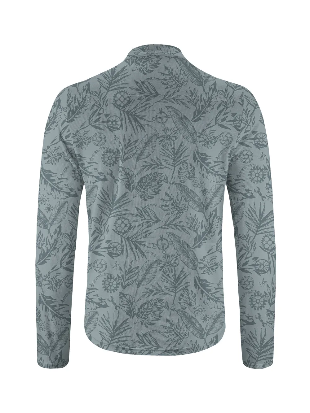 Orionride Leaves And Gears Long Sleeve Half Zipper Mountain Bike Jersey sold by Orionride product image thumbnail 2