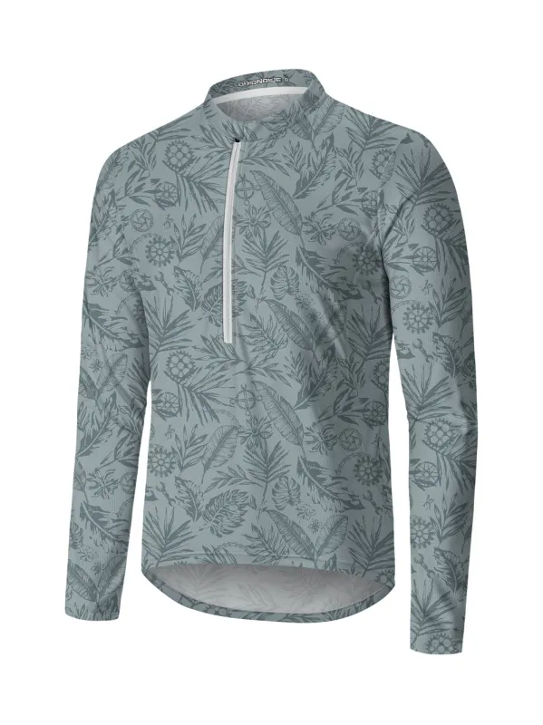 Orionride Leaves And Gears Long Sleeve Half Zipper Mountain Bike Jersey sold by Orionride