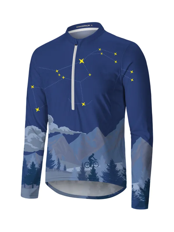 Orionride Cycling Under The Stars Long Sleeve Half Zipper Mountain Bike Jersey sold by Orionride