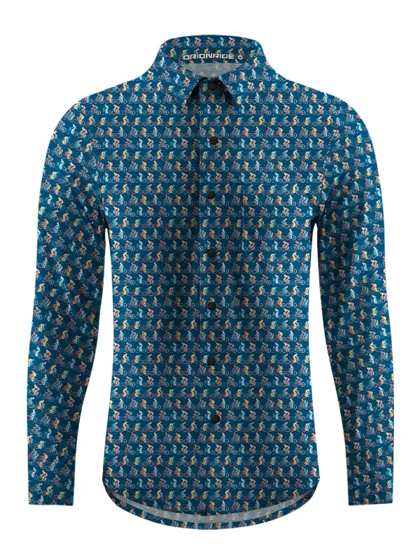 Orionride Colorful Cyclists Men's Stretchy Breathable Long Sleeve Gravel Shirt sold by Orionride