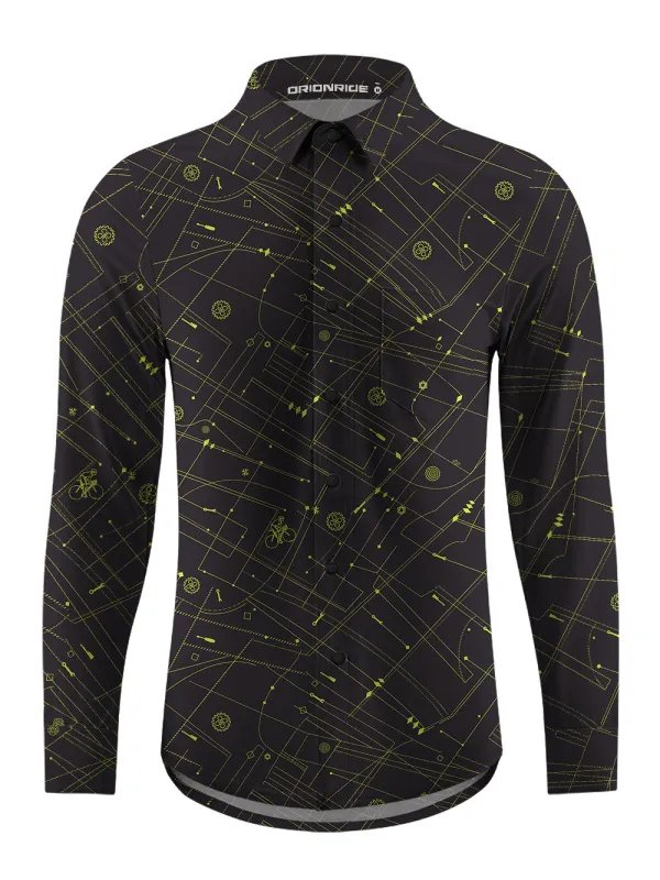 Orionride Golden Lines Men's Stretchy Breathable Long Sleeve Gravel Shirt sold by Orionride