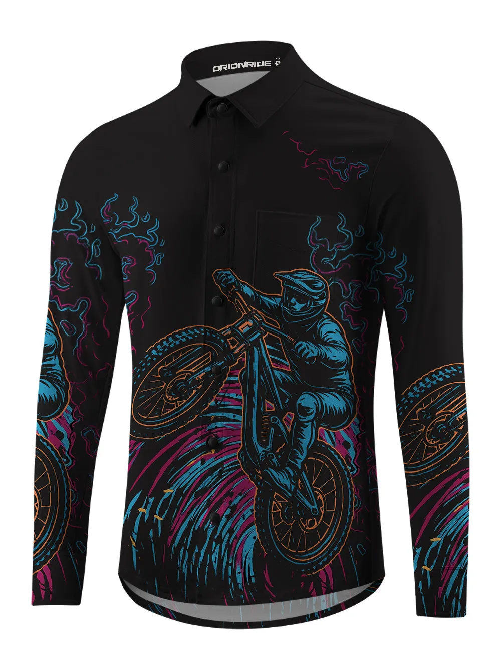 Orionride Cool Riding Men's Stretchy Breathable Long Sleeve Gravel Shirt sold by Orionride product image thumbnail 2