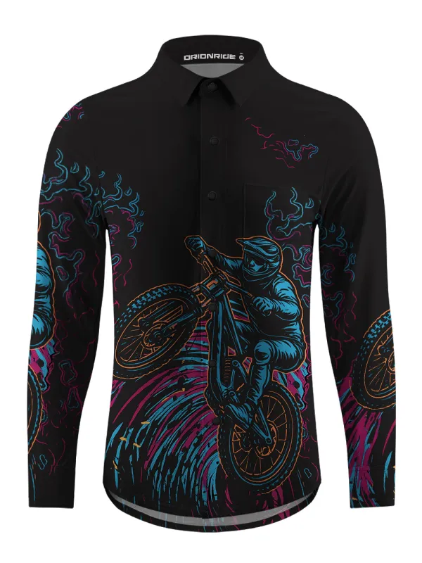 Orionride Cool Riding Men's Stretchy Breathable Long Sleeve Gravel Shirt sold by Orionride