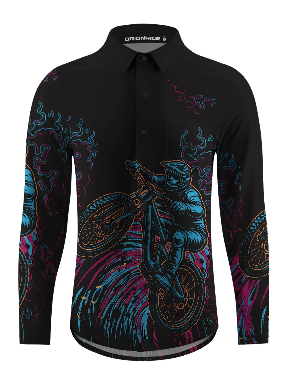 Orionride Cool Riding Men's Stretchy Breathable Long Sleeve Gravel Shirt sold by Orionride