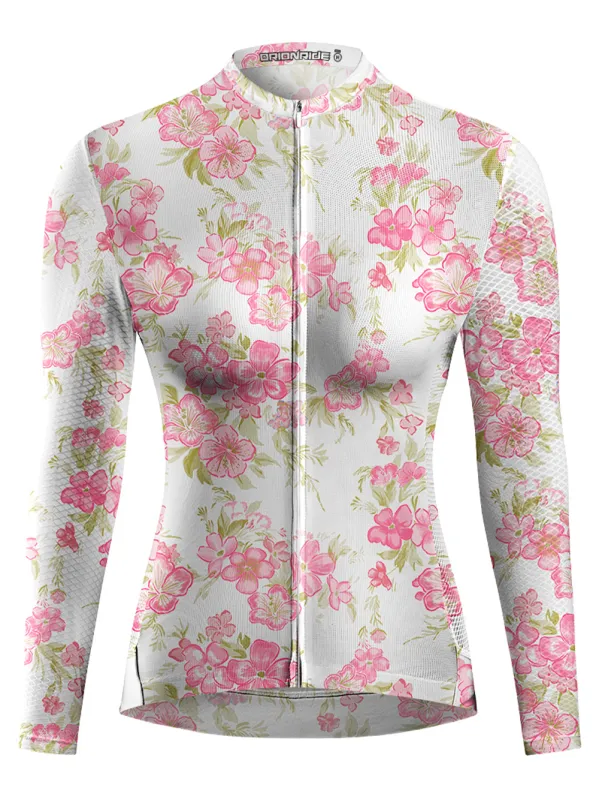Orionride Fragrant Peach Blossoms Women's Long Sleeve Cycling Jersey sold by Orionride