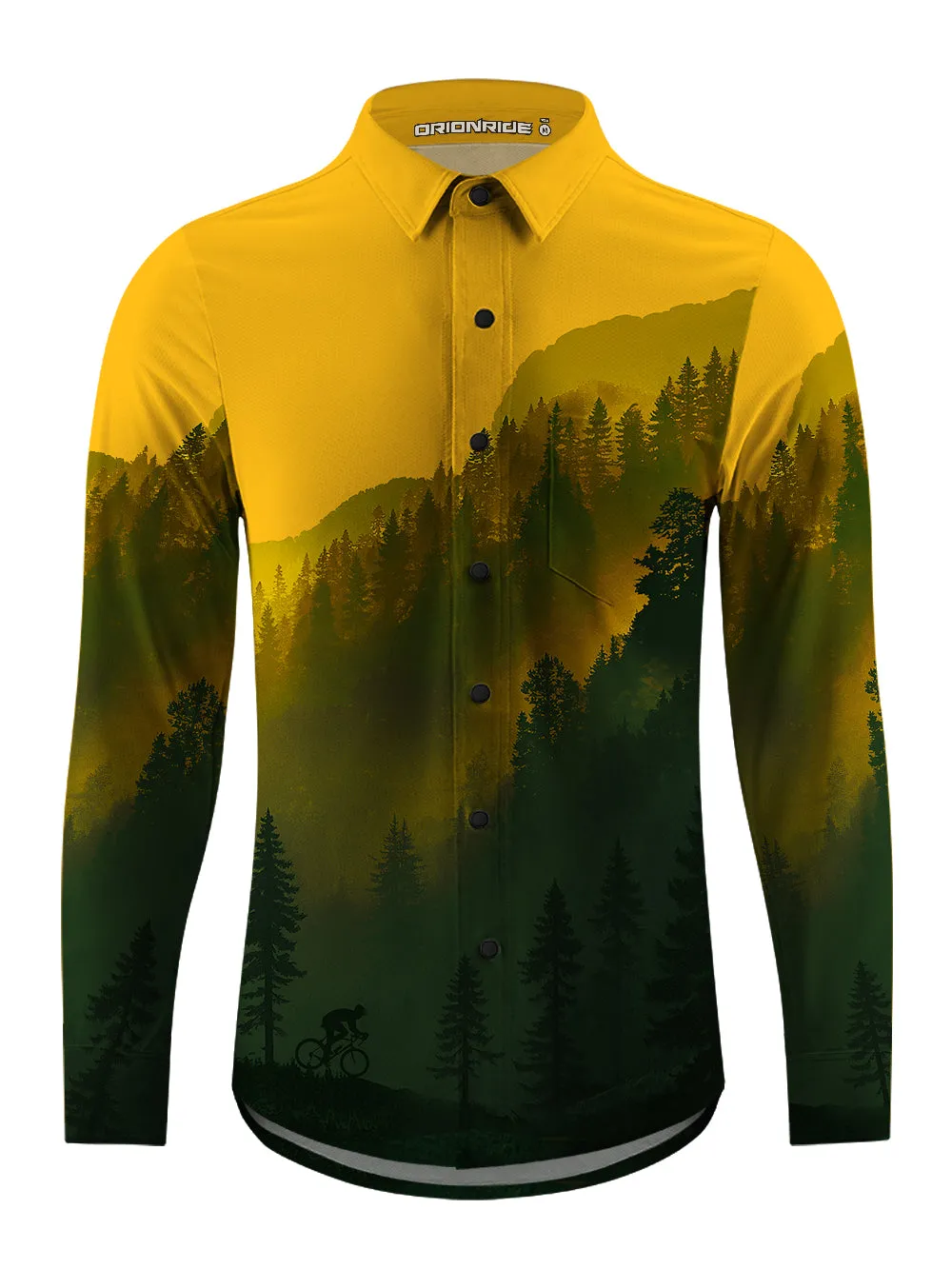 Orionride Noon Forest Men's Stretchy Breathable Long Sleeve Gravel Shirt sold by Orionride