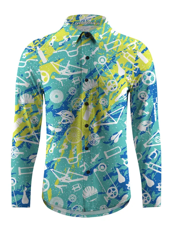 Orionride Graffiti Parts Men's Stretchy Breathable Long Sleeve Gravel Shirt sold by Orionride