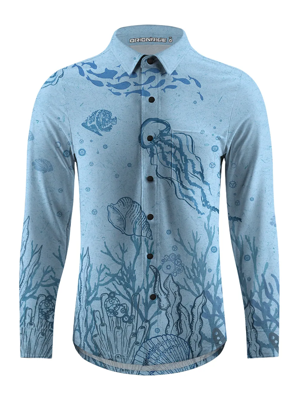 Orionride Ocean Jellyfish Men's Stretchy Breathable Long Sleeve Gravel Shirt sold by Orionride