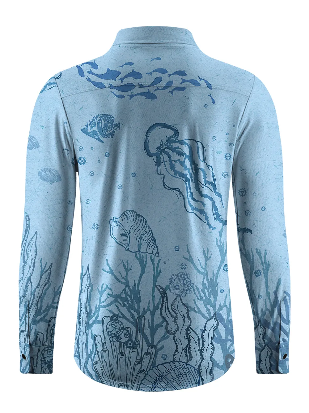 Orionride Ocean Jellyfish Men's Stretchy Breathable Long Sleeve Gravel Shirt sold by Orionride product image thumbnail 3