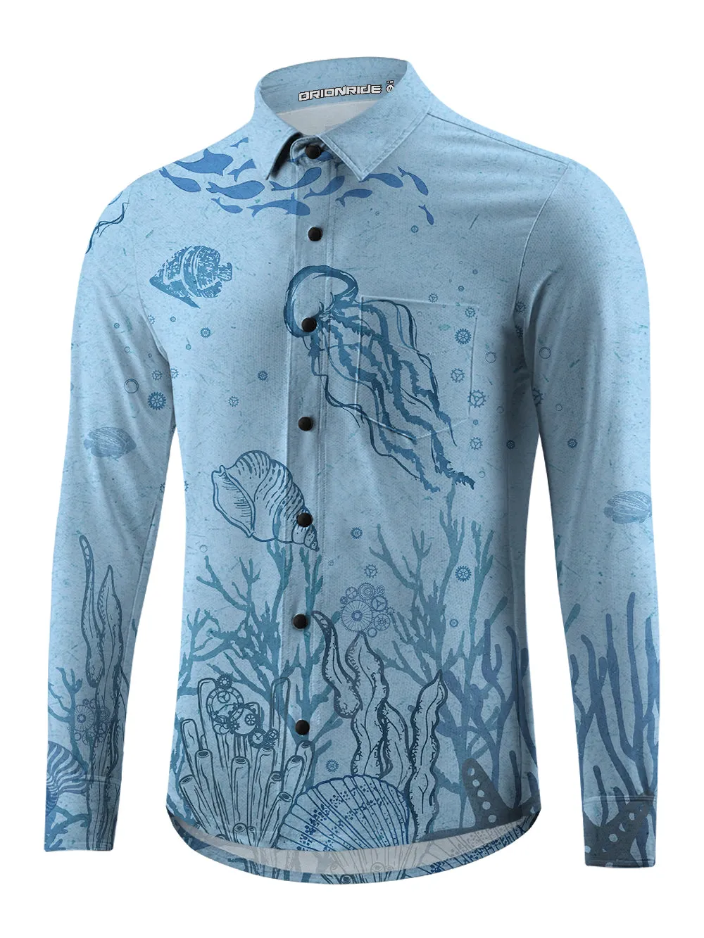 Orionride Ocean Jellyfish Men's Stretchy Breathable Long Sleeve Gravel Shirt sold by Orionride product image thumbnail 2